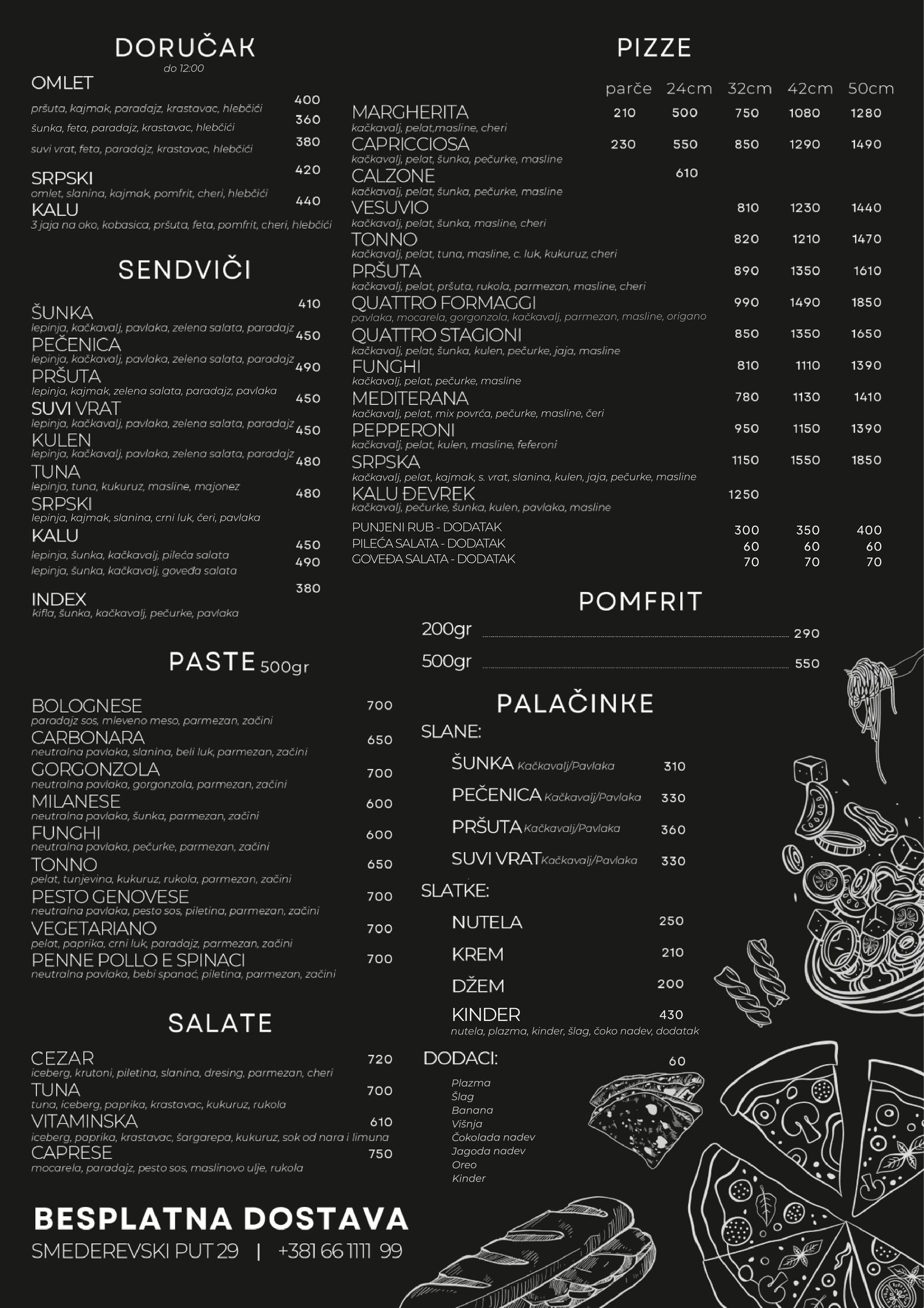 Slika zvaničnog menia